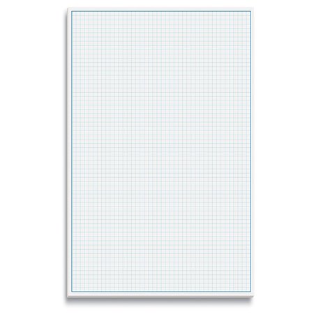 Better Office Products Graph Paper Pad, 17in. x 11in. 25 Sheets, Double Sided, White, 4x4 Blue Quad Rule, Graph Paper 25600